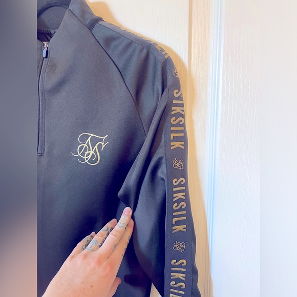 SikSilk Men’s Long Sleeve Mock Neck Black - Picture 3 of 8